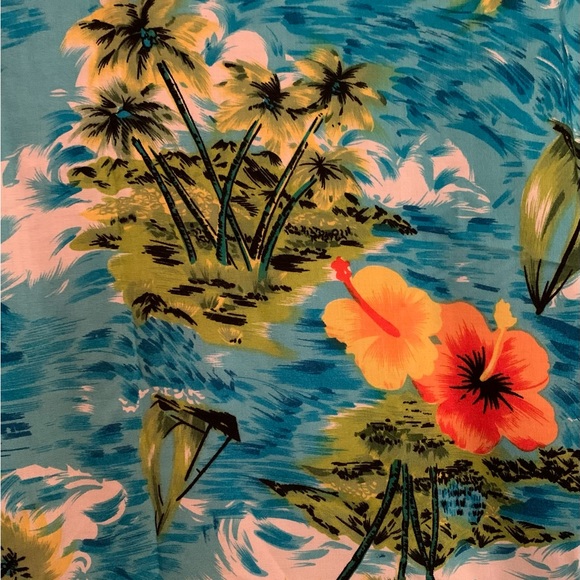 Men’s Hawaiian Island Shirt XL Sailboat Hibiscus Palm Trees Ocean Thumbs Up NWT - Picture 7 of 8